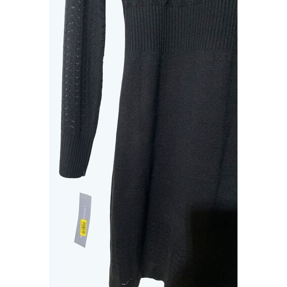London Times Knit Sweater Dress Long Sleeve Scoop Neck Black NWT Medium - Picture 5 of 11